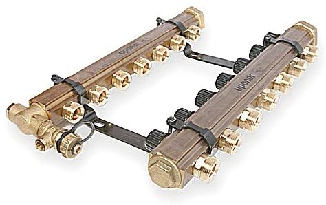 Uponor Wirsbo A2660600 TruFLOW Jr. Manifold Assembly with Balancing Valves & Valveless - Radiant Heating & Cooling, 6-Loop