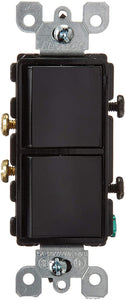 Leviton 15 Amp, 120/277 Volt, Decora Brand Style Single-Pole/Single-Pole Ac Combination Switch, Commercial Grade